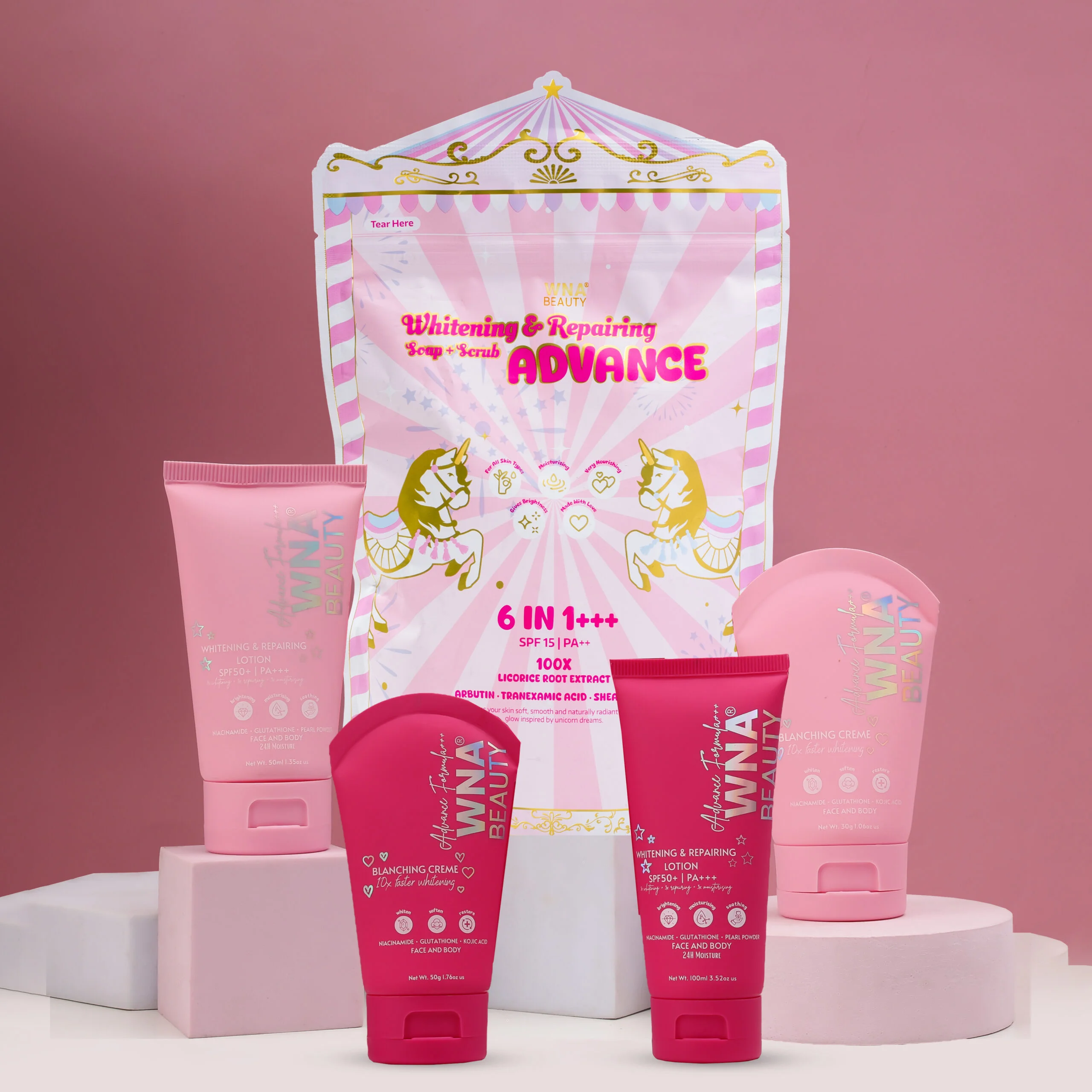 Combo Jimat Whitening & Repairing Advance (Lotion + Blanching + 6in1 Soap)